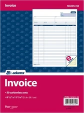 Adams Invoice Sets, 2-Part Carbonless, 8-1/2" x 11-7/16", 50 White/Canary 
