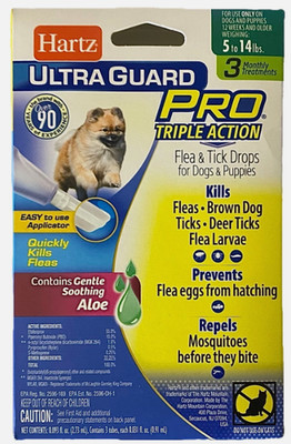 1 Hartz Ultra Guard 5 To 14 lbs Pro Flea Tick Dogs Triple Action 3 Month Supply
