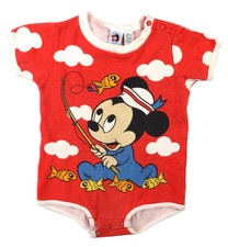 Vintage 80s 90s DISNEY 18 Mos Months Baby Toddler Mickey Mouse Romper One Piece