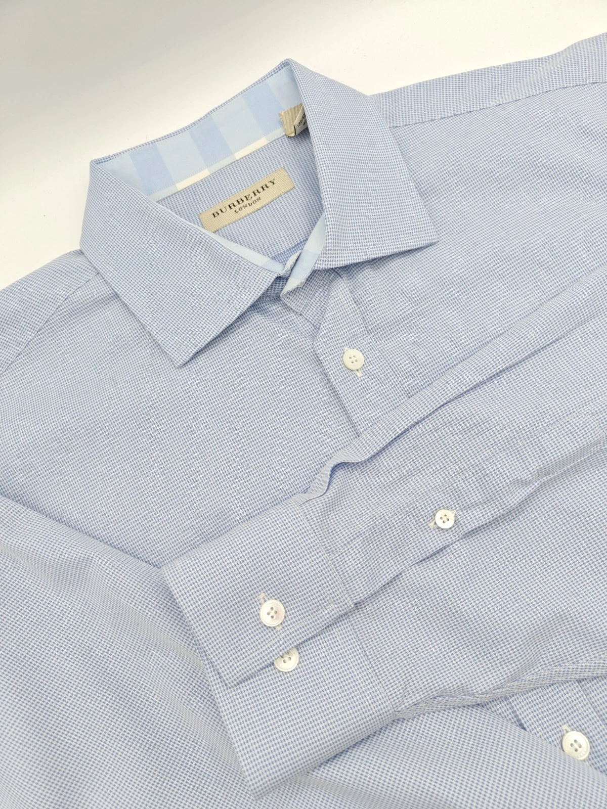 ?? Camicia elegante Burberry London 17 5x35 blu pied de poule