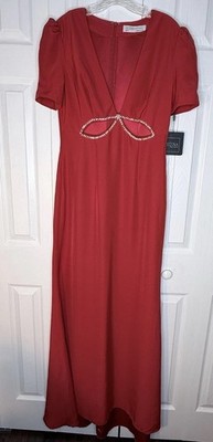 NWT Mac Duggal Formal Gown Evening Dress Rhinestone Cutout Red Size 8 A2360 FLAW