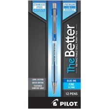 Pilot Better Retractable Ballpoint Pens, Fine Point, 0.7 mm, Translucent Blue