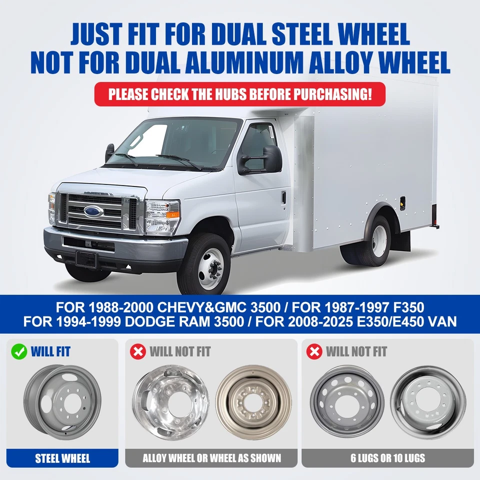 16" Inch Dual Steel Wheel Simulators Covers Full Kits For 1988-2000 Gmc 3500 - Imagem 2 de 4