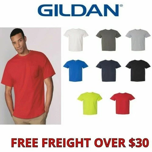 Gildan Men's Heavy Cotton T-Shirt With Pocket 5300 Choose Color S-3XL New