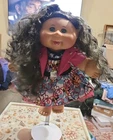 cabbage patch OAA Girl 2015 14" Black Hair Green Eyes Spanish Dress & Pink Coat