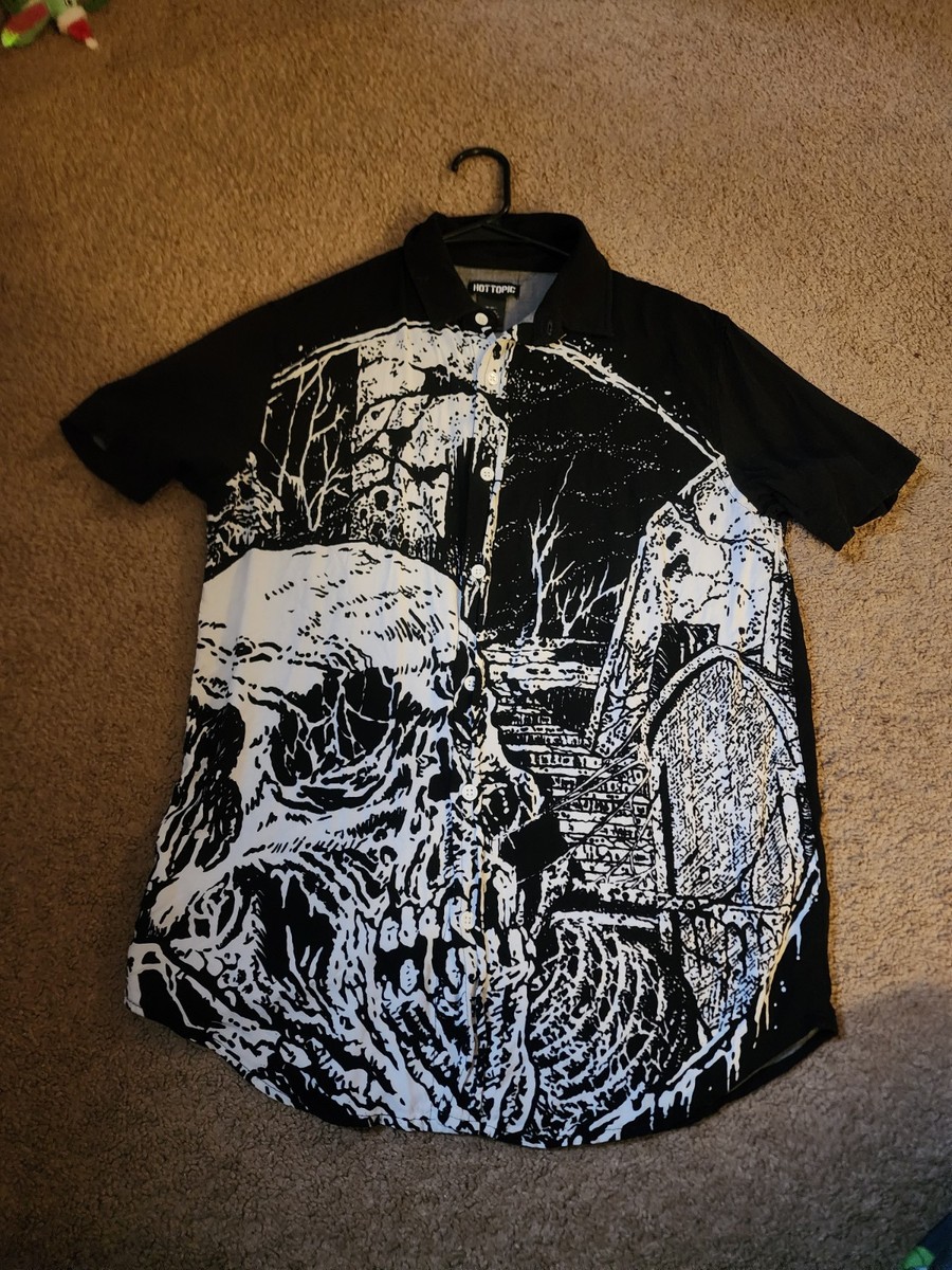 Hot Topic Shirt Mens Small Black Skeleton Skull Shirt Goth Emo