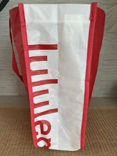 Lululemon Reusable Big Shopping Tote Bag Red & White Snap Closure