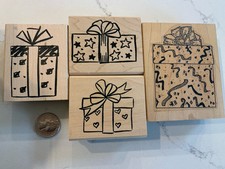 4 Lot DENAMI More DESIGN RUBBER STAMPS MEDIUM CHRISTMAS Present