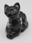 Fenton Lenox Fleur The Little Black Cat Hand Painted Glass Figurine