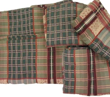 CROSCILL Rhinebeck Plaid 5pc Drapery Panels and Valance Set