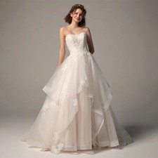 Classic Sweetheart With Lace Appliques Sleeveless A-Line Wedding Gown Back