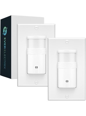 Everelectrix 2-Pack Motion Sensor Light Switch Neutral Wire Req, Single Pole