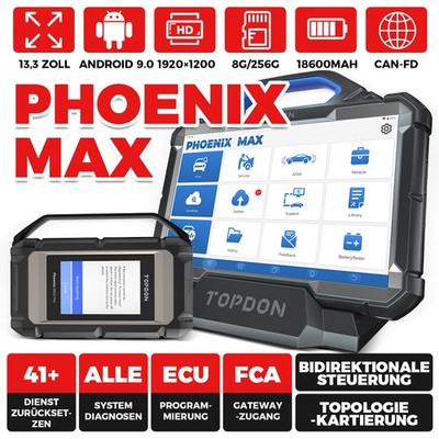 TOPDON Phoenix Max Profi Kfz Diagnosegerät OBD2 Scanner Codierung Programmierung
