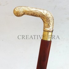 36'' Victorian Vintage Designer Brass Handle Antique Cane Wooden Walking Stick