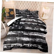 Black and White USA American Flag Comforter Set Size Quilt for Twin Multi 17