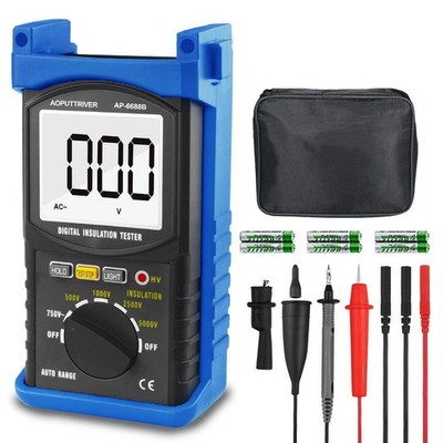 Digital Insulation Resistance Tester Megohmmeter 200GΩ Auto Ranging 500 5000V