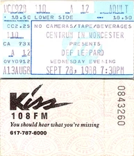 DEF LEPPARD CONCERT TICKET STUB, 9/28/1988, CENTRUM IN WORCESTER
