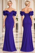 Badgley Mischka Couture Sz 0 Purple Floral Off Shoulder Evening Gown Formal NWT
