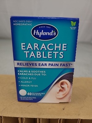 1x Hyland's Earache TABLETS Dissolving Tablets Natural Homeopathic 40 Tabs