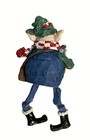 Elf Figurine Holding Gift Dangling Legs Hand Painted Holiday Decor Shelf Sitter — photo 7