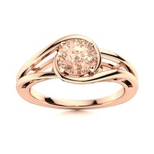 Solitaire 5MM Round Morganite Split Shank Ring 925 Sterling Silver Rose Plated