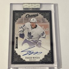 2023-24 Upper Deck Clear Cut Hockey Fraser Minten Champs Rookie Blue Auto 50/50