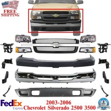 Front Chrome Bumper Kit W Headlights For 2003-2006 Chevy Silverado 2500hd 3500 Front Chrome Bumper Kit W Headlights For 2003-2006 Chevy Silverado 2500hd 3500