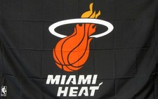 MIAMI HEAT BLACK W/BASKETBALL 3X5 FLAG