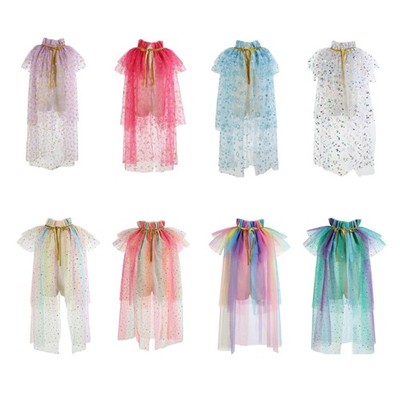 Princess Cape, Colorful Princess Cloak Girls Glittering Princess Dress Up Cape