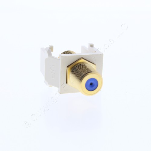 10pk Leviton Almond Blue Center Quickport Gold Coax Cable Connector Jack 40831-A - Picture 7 of 9