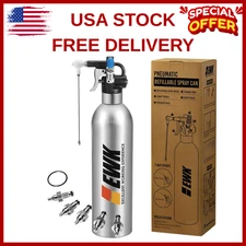 EWK Patented Aluminum Refillable Spray Can + 5 Nozzles, Silver