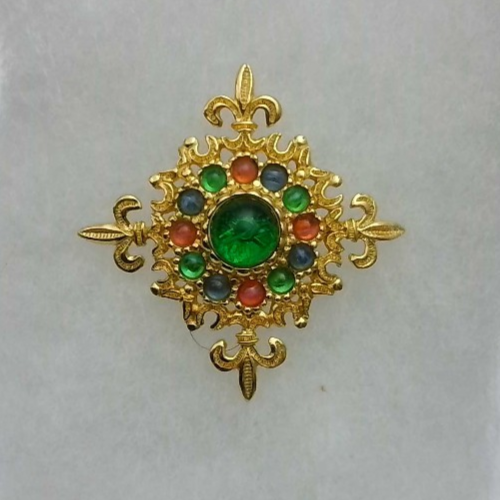 Diorピアス Christian Dior Vtg Christian Dior pin - Gripoix w/Glass Cabs & Crystals - Signed