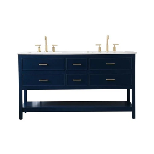 Elegant Decor Sinclaire 60" Aluminum Alloy & MDF Double Bathroom Vanity in Blue - Picture 3 of 8