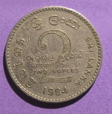 2 Rupees 1 x 1984 and 50 cent 1 x 1965 Sri Lanka