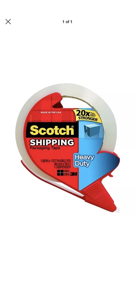Cinta de embalaje Scotch de alta resistencia para envío con dispensador 1 ea (paquete de 6) Foto 2 de 4