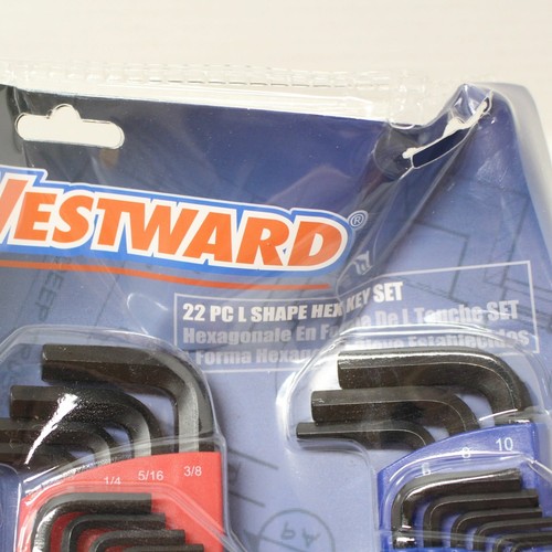 22 pc Westward L-Shaped Hex Key Set, SAE/Metric 2cyc4 - Picture 4 of 5