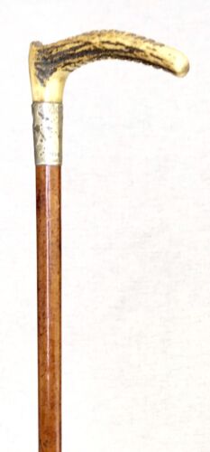 Vintage Antique England Antler Stag Sterling Silver Horse Bull Whip Crop Old - Picture 2 of 12