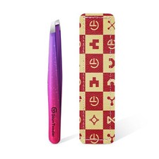 Expert Slant Tip Tweezers with Leather Travel Case, Sharp  Precision Stainle...