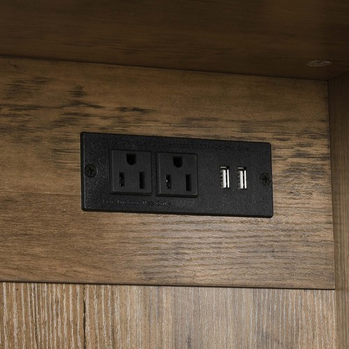67" Farmhouse Kitchen Pantry with Power Outlet Drawers Storage Cabinet Cupboard - Picture 8 of 12