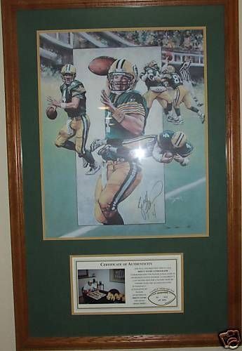 BRETT FAVRE 4 AUTOGRAPHED LAST GAME AT COUNTY STADIUM THE DIVE vs ATLANTA FALCON - Picture 1 of 4