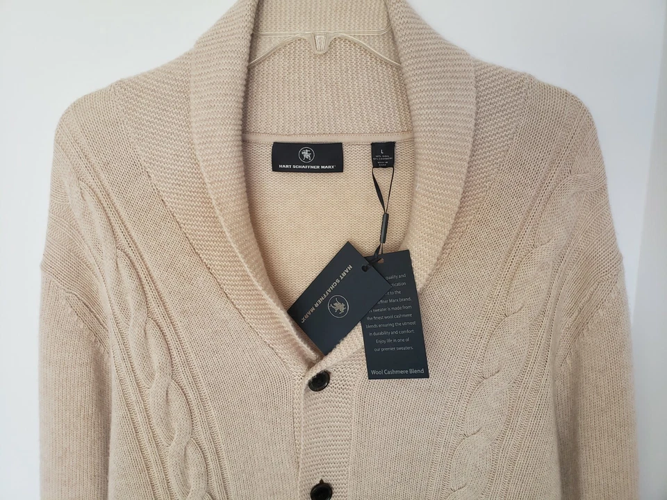 CÁRDIGAN HART SCHAFFNER MARX MEZCLA CACHEMIR/LANA L/S AVENA SUÉTER TALLA GRANDE NUEVO CON ETIQUETAS Foto 2 de 4