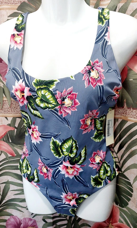 Traje de baño para mujer Tori Praver espuma de mar recortado descarado de una pieza gris floral M Foto 4 de 4