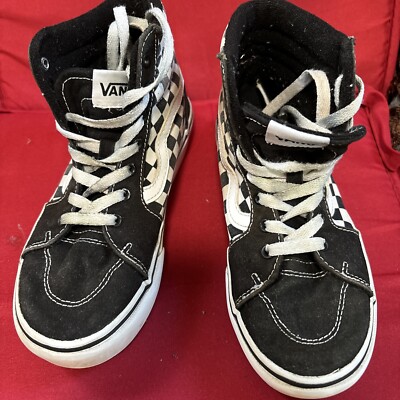 VANS Old Skool Checkerboard Black White High-Top Skate Shoes Size Boy/  Girls
