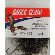 EAGLE CLAW EXTRA LITE WIRE CRAPPIE HOOKS BRONZE 214EL #4 100 PK (CRAPPIE POLE)