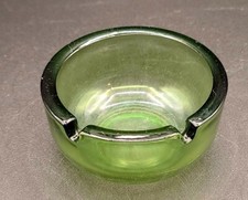 Vintage 1963 Ashtray Green Glass Translucent Mid Century Modern Made in USA Dark