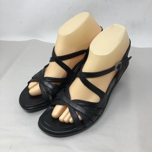 Dansko-Womens-Size-38-8-Black-Leather-Wedge-Heels-Strappy-Sandals-Shoes