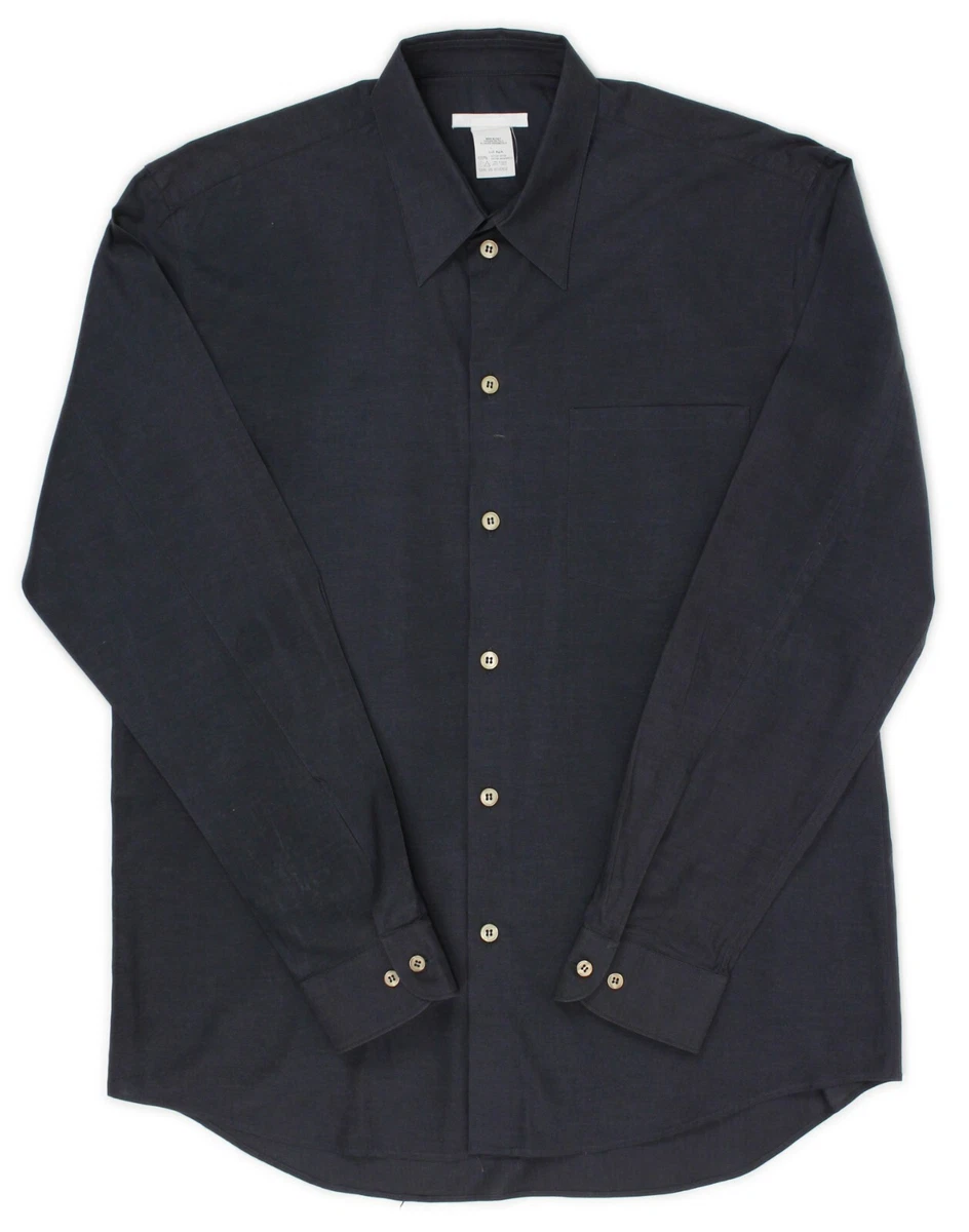 90s/Y2K Helmut Lang Black Cotton Classic Point Collar Dress Shirt 16/41 Italy