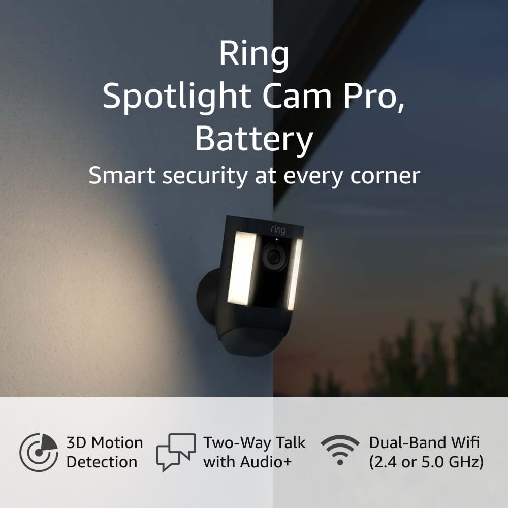 Spotlight Cam Pro Battery with Advanced 3D Motion Detection, Two-Way Audio+ Communication, and Night Vision