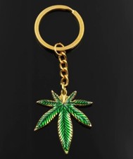 Cannabis Leaf Key Ring Chain Metal Marijuana Rock Music Keychain