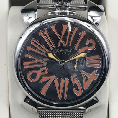 Wristwatch GaGa Milano Manuale 46 5080 Silver Orange Black Dial S